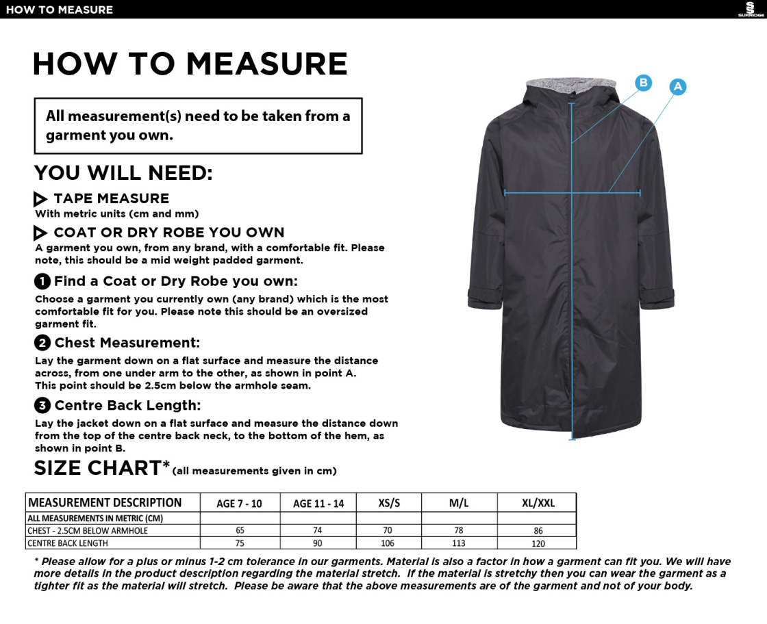 BELMONT CC FLEECE ROBE - Size Guide