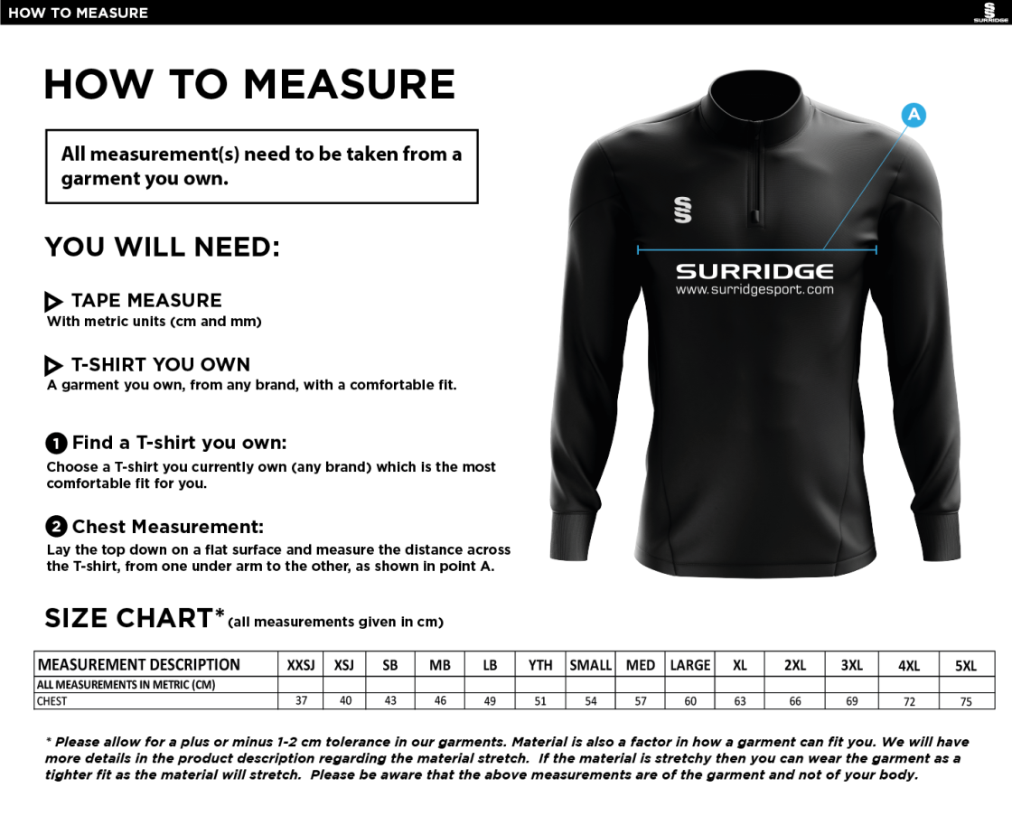 Belmont CC Blade Performance Top : Navy / Red / White - Size Guide