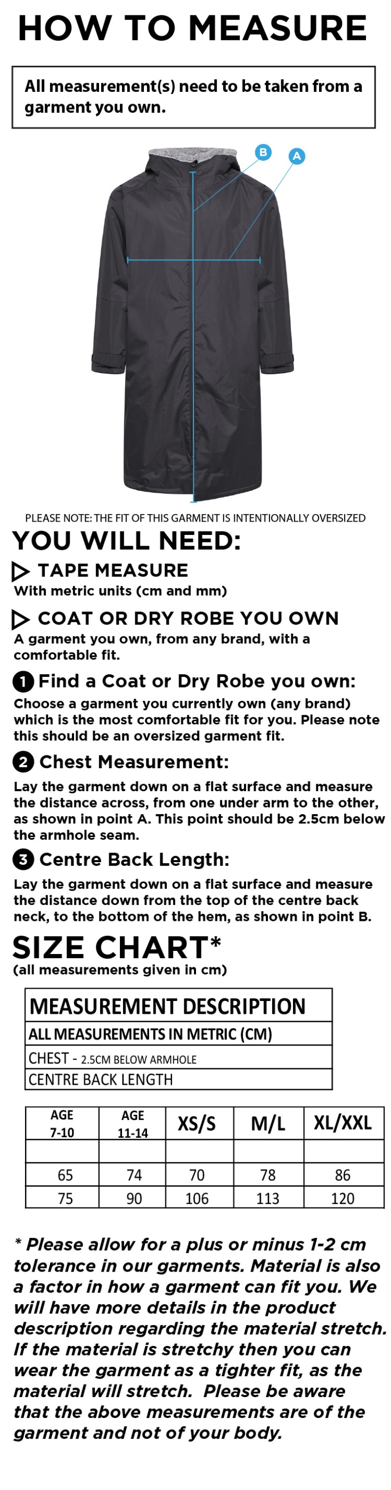 BELMONT CC FLEECE ROBE - Size Guide