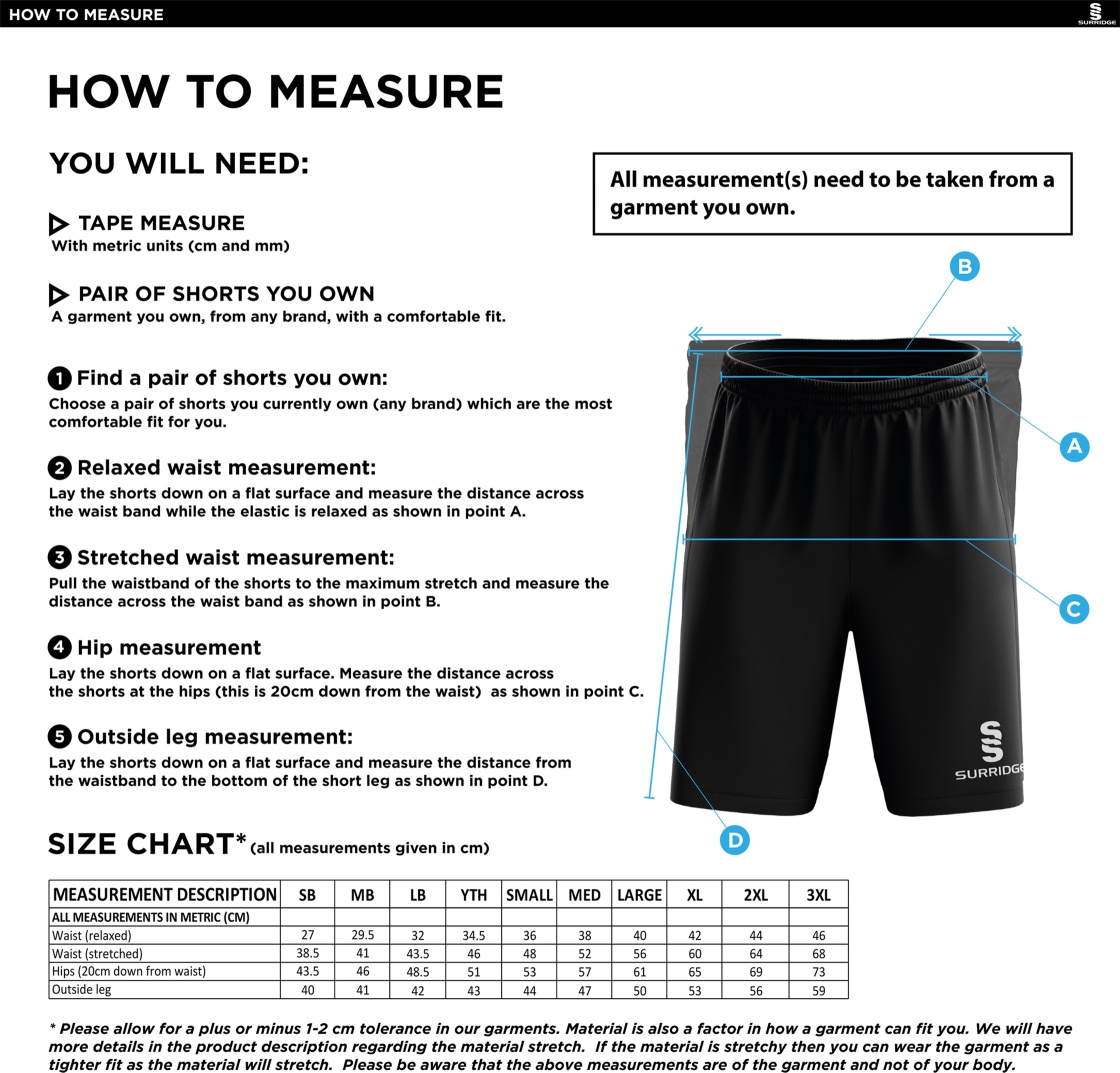 Belmont CC Blade Shorts : Navy - Size Guide